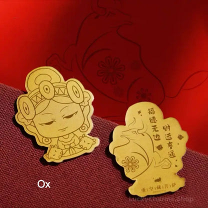 Dunhuang Academy Zodiac Guardian Buddha Gold Phone Sticker | 999 Pure Gold 2mg, Oil Pressure Craft, Authorized Certificate, Gift Box Package-LuckyCharms.Shop