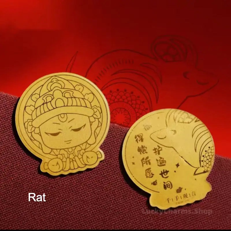 Dunhuang Academy Zodiac Guardian Buddha Gold Phone Sticker | 999 Pure Gold 2mg, Oil Pressure Craft, Authorized Certificate, Gift Box Package-LuckyCharms.Shop