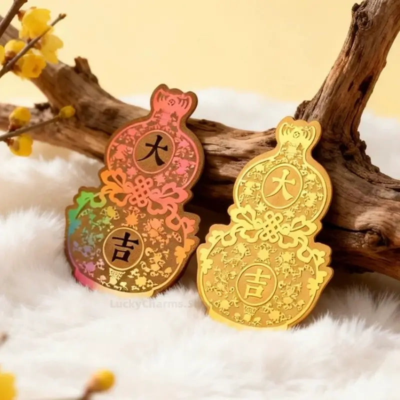 Forbidden City Style Ultra-Thin 999 Pure Gold Lucky Gourd Phone Back Sticker | 2 Styles (Gold, Iridescent)-LuckyCharms.Shop