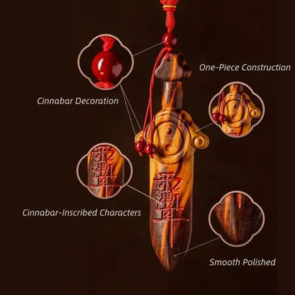 Natural Lightning-Struck Wood Taoist Big Dipper Peach Wood Sword YINYANG-LuckyCharms.Shop