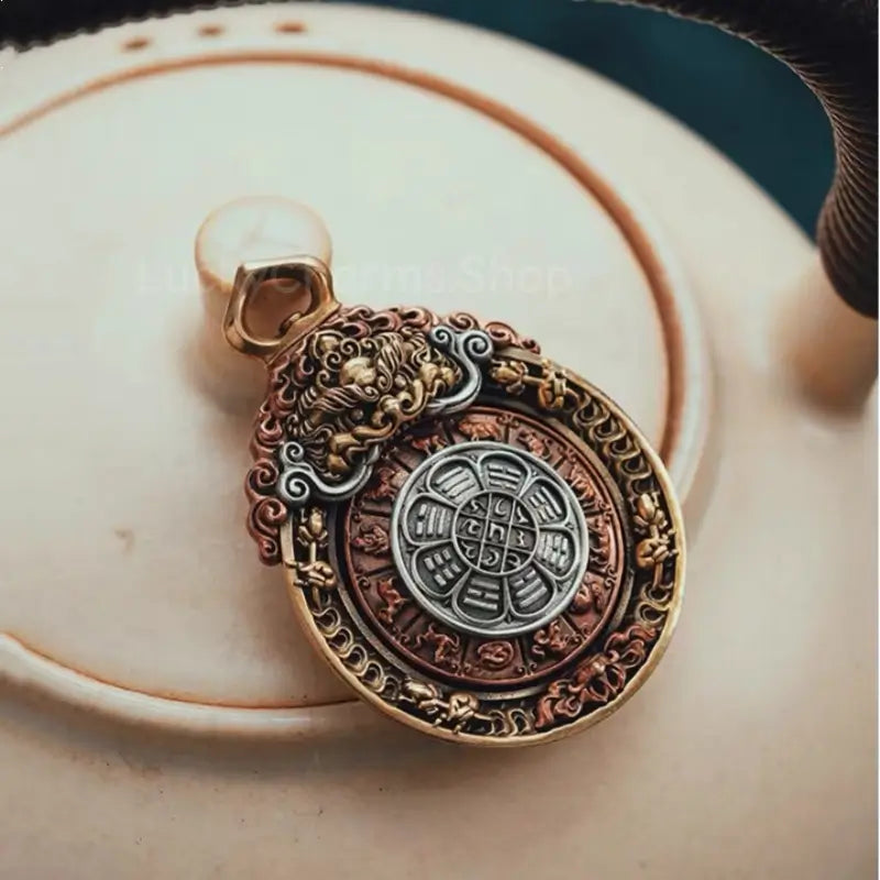 Tibetan Nine Palaces Eight Trigrams Rotating Pendant - Yongle Era Talisman