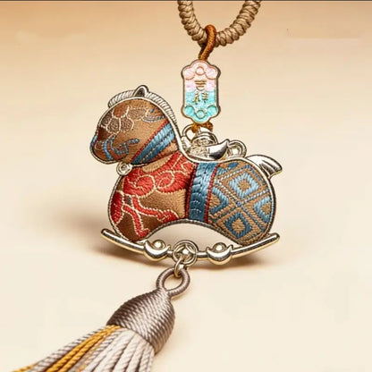 Mount Putuo Blessed Song Brocade Horse Pendant | Chinese Intangible Heritage, Lucky Horse Charm