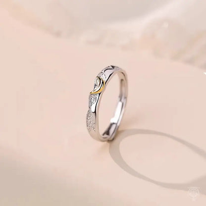 S925 Sterling Silver Sun & Moon Matching Open Rings Set for Couples – Two-Tone