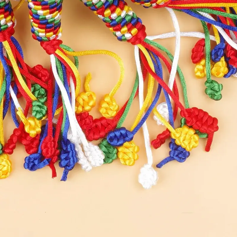 Kumbum Monastery Enpowered Tibetan-Style Five-Color Auspicious Knot Pendant | Tibetan Cultural Gift-LuckyCharms.Shop