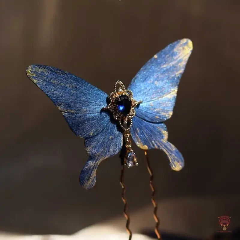 Heritage Silk Velvet Butterfly Set - Multi-Wear Hairpin, Brooch & Clip