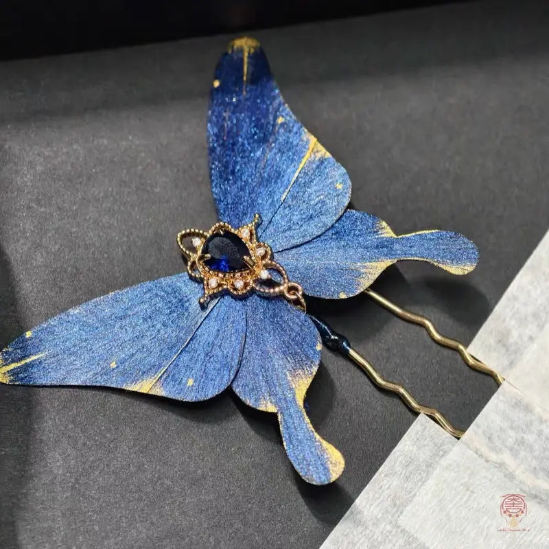 Heritage Silk Velvet Butterfly Set - Multi-Wear Hairpin, Brooch & Clip