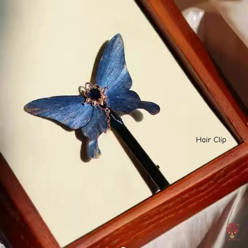 Heritage Silk Velvet Butterfly Set - Multi-Wear Hairpin, Brooch & Clip