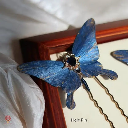 Heritage Silk Velvet Butterfly Set - Multi-Wear Hairpin, Brooch & Clip