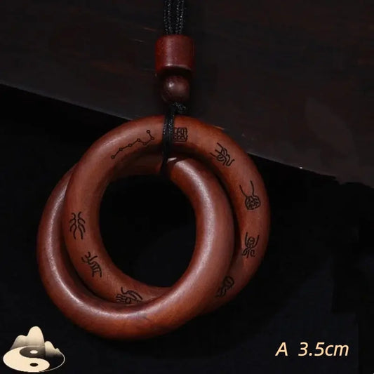 Longhu Mountain Natural Wood Blessing Qiankun Circle Pendant Luck Success-LuckyCharms.Shop
