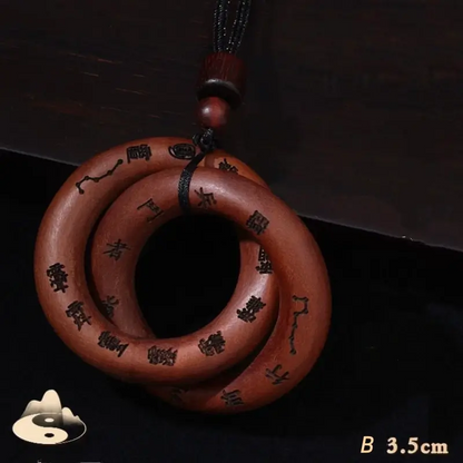 Longhu Mountain Natural Wood Blessing Qiankun Circle Pendant Luck Success-LuckyCharms.Shop