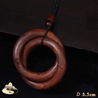Longhu Mountain Natural Wood Blessing Qiankun Circle Pendant Luck Success-LuckyCharms.Shop