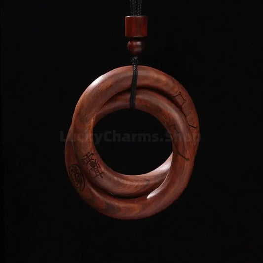 Longhu Mountain Natural Wood Blessing Qiankun Circle Pendant Luck Success-LuckyCharms.Shop