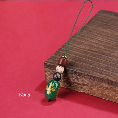 五行天然瑪瑙キーホルダー＆携帯チャーム｜バランスと幸運を願う5色のカスタムエネルギータリスマン、手編み