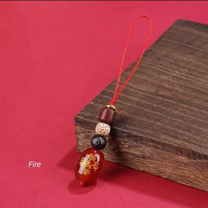 五行天然瑪瑙キーホルダー＆携帯チャーム｜バランスと幸運を願う5色のカスタムエネルギータリスマン、手編み