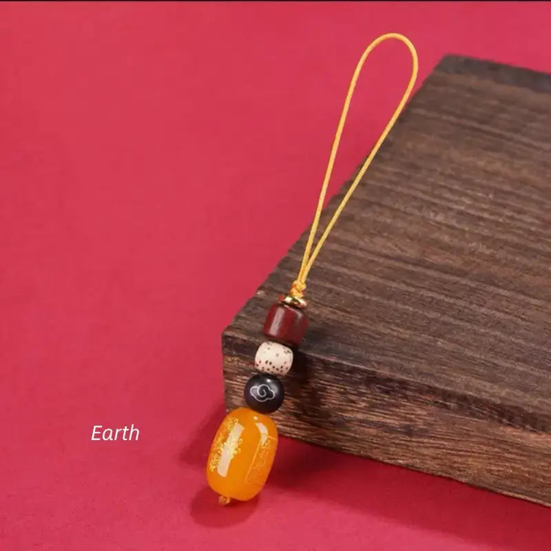 五行天然瑪瑙キーホルダー＆携帯チャーム｜バランスと幸運を願う5色のカスタムエネルギータリスマン、手編み
