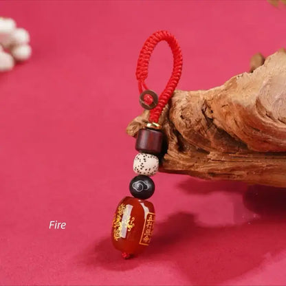 五行天然瑪瑙キーホルダー＆携帯チャーム｜バランスと幸運を願う5色のカスタムエネルギータリスマン、手編み