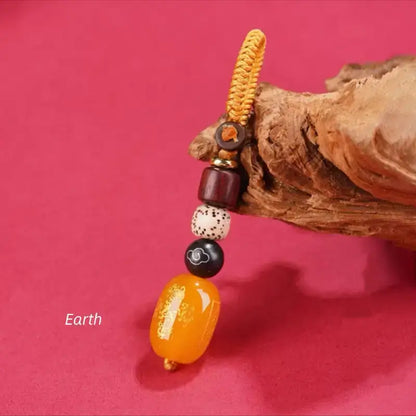 五行天然瑪瑙キーホルダー＆携帯チャーム｜バランスと幸運を願う5色のカスタムエネルギータリスマン、手編み