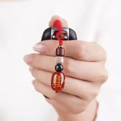 五行天然瑪瑙キーホルダー＆携帯チャーム｜バランスと幸運を願う5色のカスタムエネルギータリスマン、手編み