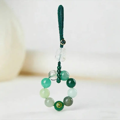 Porte-clés et breloque pour téléphone en cristal Pixiu des Cinq Éléments | Cristal naturel précieux, talisman porte-bonheur