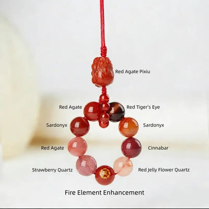 Porte-clés et breloque pour téléphone en cristal Pixiu des Cinq Éléments | Cristal naturel précieux, talisman porte-bonheur