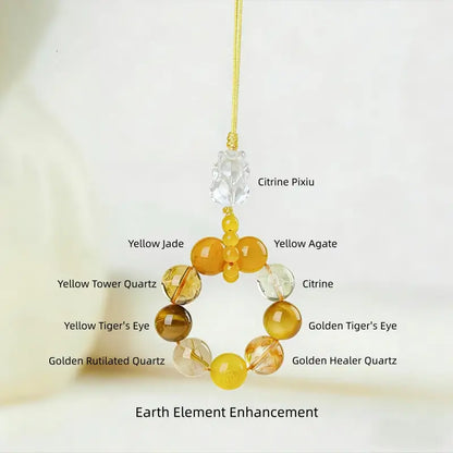 Porte-clés et breloque pour téléphone en cristal Pixiu des Cinq Éléments | Cristal naturel précieux, talisman porte-bonheur