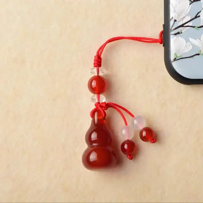 Mount Jiuhua Blessed Five Elements Gourd Pendant Agate Phone Charm
