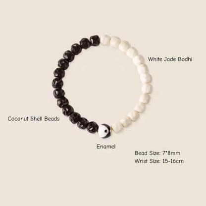 Zen Balance Artisan Beaded Bracelet - Coconut Shell & Bodhi Seed