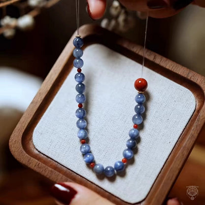 Natural 6A Cat's Eye Kyanite & Nan Hong Agate Stretch Bracelet