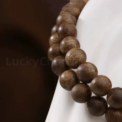 Red Sandalwood Carved Six-Syllable Mantra Men's Enpowered Bracelet-LuckyCharms.Shop