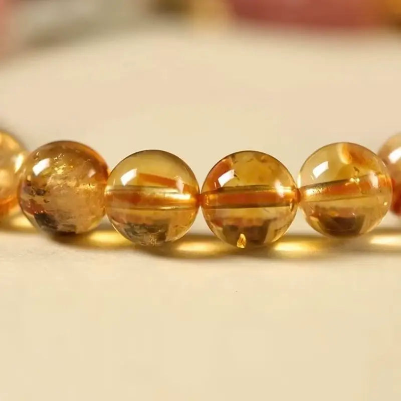 Citrine & Cinnabar Beaded Pixiu Strawberry Quartz Wealth & Luck Bracelet-LuckyCharms.Shop