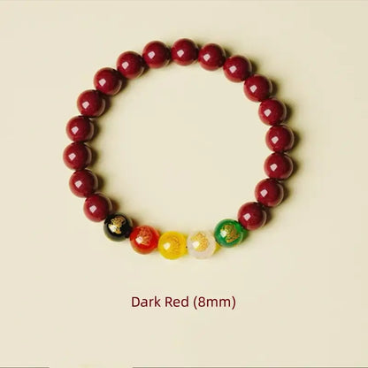 Bracelet en cinabre naturel des Cinq Dieux de la Richesse | 4 tailles, agate des cinq éléments, protection spirituelle et attire la fortune