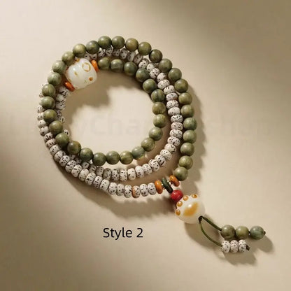 Green Sandalwood Bodhi Double-Wrap Wealth & Widsom Enpowered Bracelet-LuckyCharms.Shop