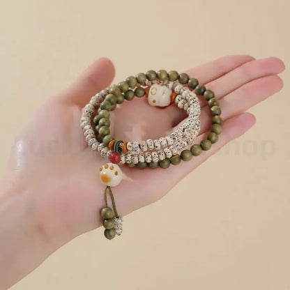 Green Sandalwood Bodhi Double-Wrap Wealth & Widsom Enpowered Bracelet-LuckyCharms.Shop