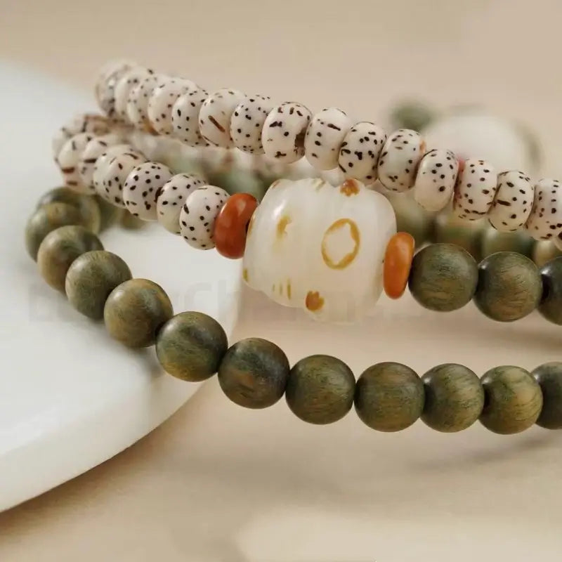 Green Sandalwood Bodhi Double-Wrap Wealth & Widsom Enpowered Bracelet-LuckyCharms.Shop