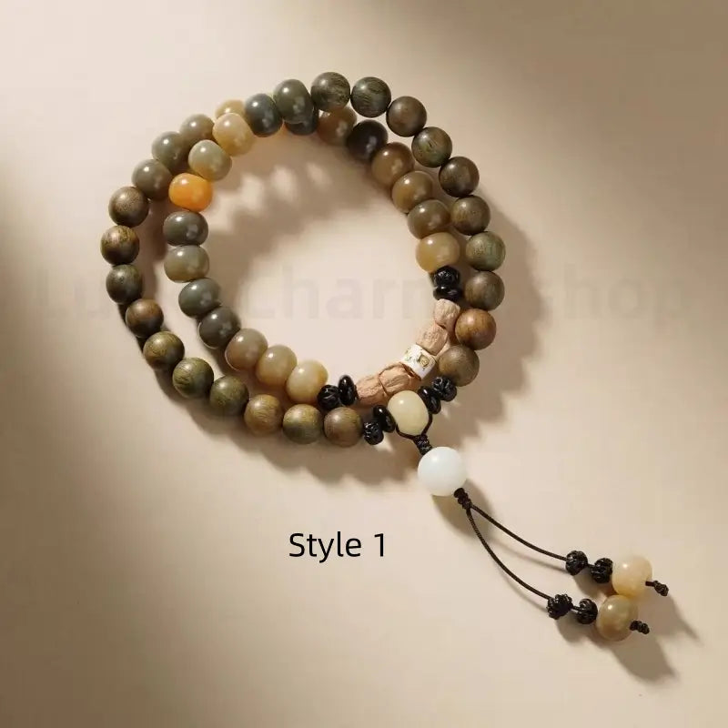Green Sandalwood Bodhi Double-Wrap Wealth & Widsom Enpowered Bracelet-LuckyCharms.Shop