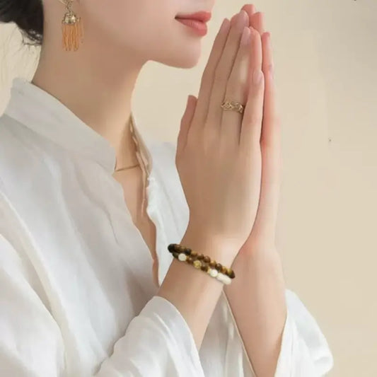 Natural Green Sandalwood & White Jade Money Tree Fortune Bracelet-LuckyCharms.Shop