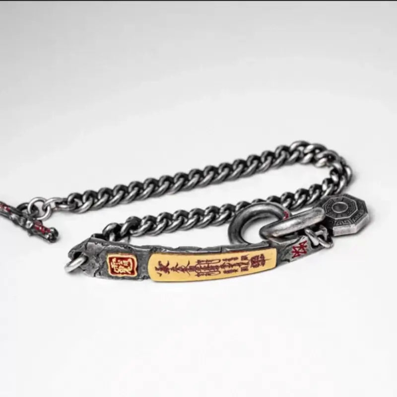 Traditional Taoist Silver & Gold-Plated God of Wealth Talisman YINYANG Bracelet-LuckyCharms.Shop