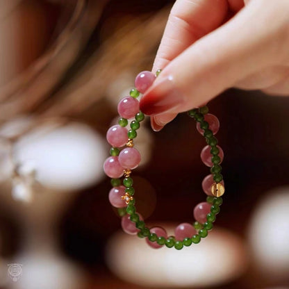 Hetian Jade & Madagascar Rose Quartz Stackable Bracelet Set