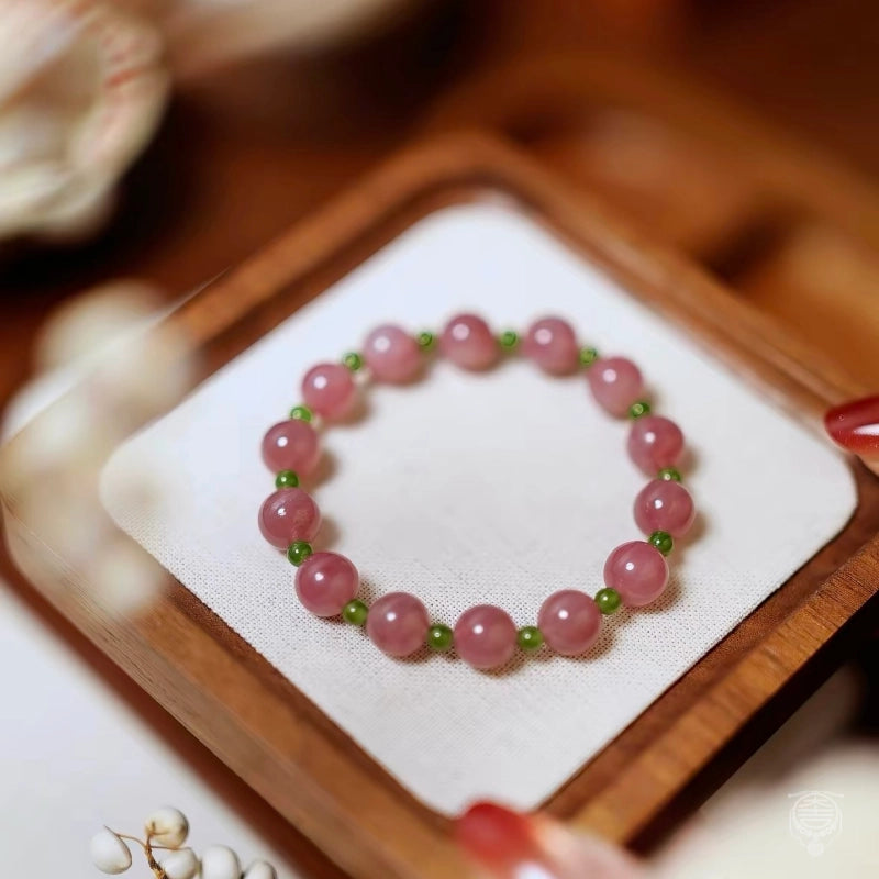 Hetian Jade & Madagascar Rose Quartz Stackable Bracelet Set