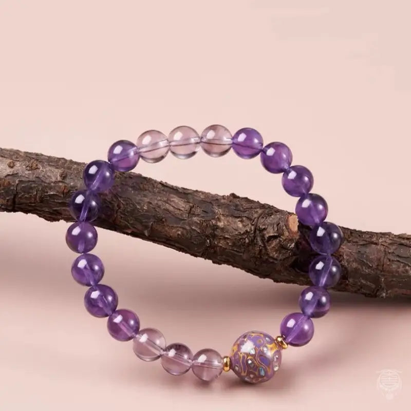 Heritage Lacquer & Amethyst Bracelet - Mother of Pearl Strand
