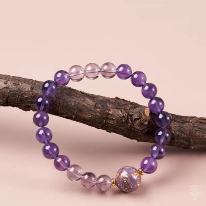 Heritage Lacquer & Amethyst Bracelet - Mother of Pearl Strand