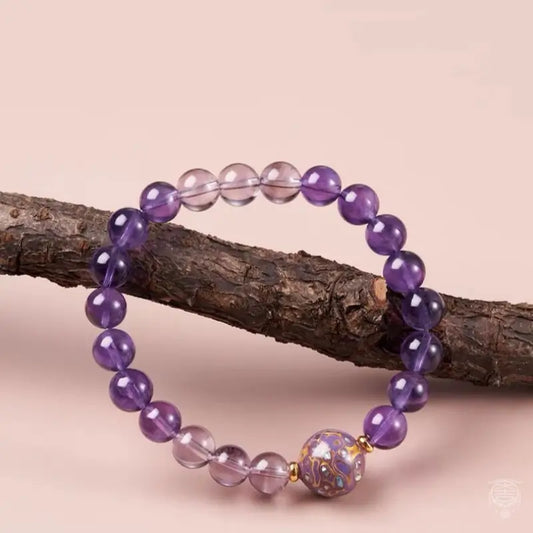 Heritage Lacquer & Amethyst Bracelet - Mother of Pearl Strand