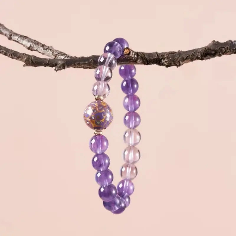 Heritage Lacquer & Amethyst Bracelet - Mother of Pearl Strand