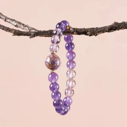 Heritage Lacquer & Amethyst Bracelet - Mother of Pearl Strand