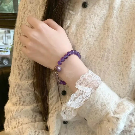 Heritage Lacquer & Amethyst Bracelet - Mother of Pearl Strand