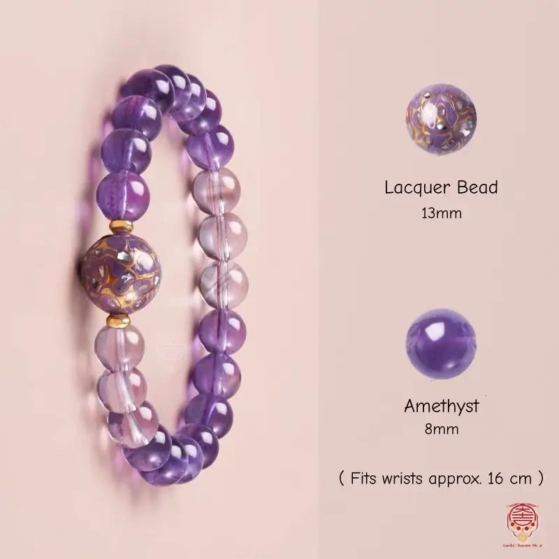 Heritage Lacquer & Amethyst Bracelet - Mother of Pearl Strand
