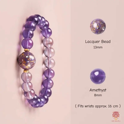 Heritage Lacquer & Amethyst Bracelet - Mother of Pearl Strand