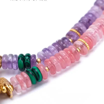 Intangible Heritage Lacquer Bead & Rose Pink Quartz Bracelet & Necklace