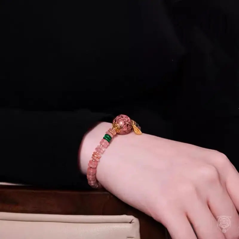 Intangible Heritage Lacquer Bead & Rose Pink Quartz Bracelet & Necklace