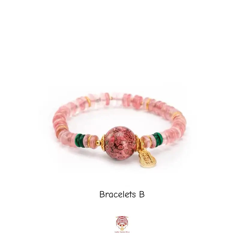 Intangible Heritage Lacquer Bead & Rose Pink Quartz Bracelet & Necklace
